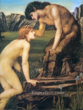 Edward Burne Jones Painting - Psique y Pan Prerrafaelita Sir Edward Burne Jones
